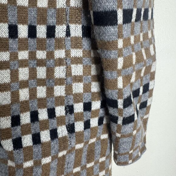 Field Flower Coat Womens XS S Brown Gray Plaid 100% Wool Hooded Jacket Pockets - Picture 13 of 13